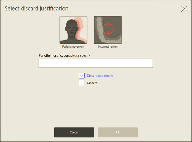 Face Scan Rejection Justification window