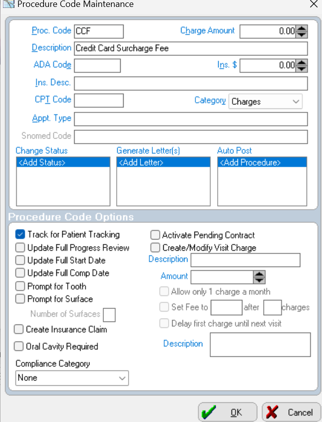 Creating a Surcharge Procedure Code