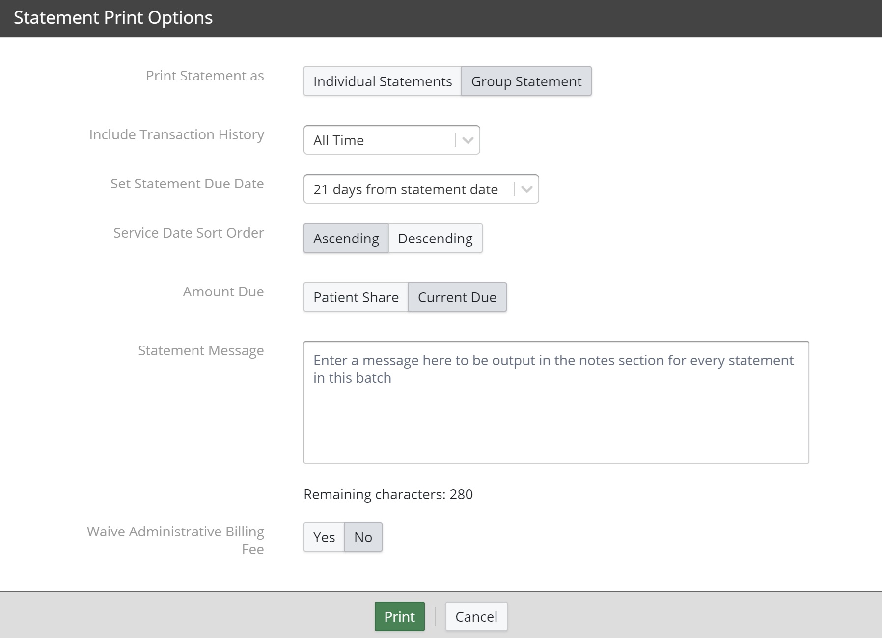 Group Billing Statement