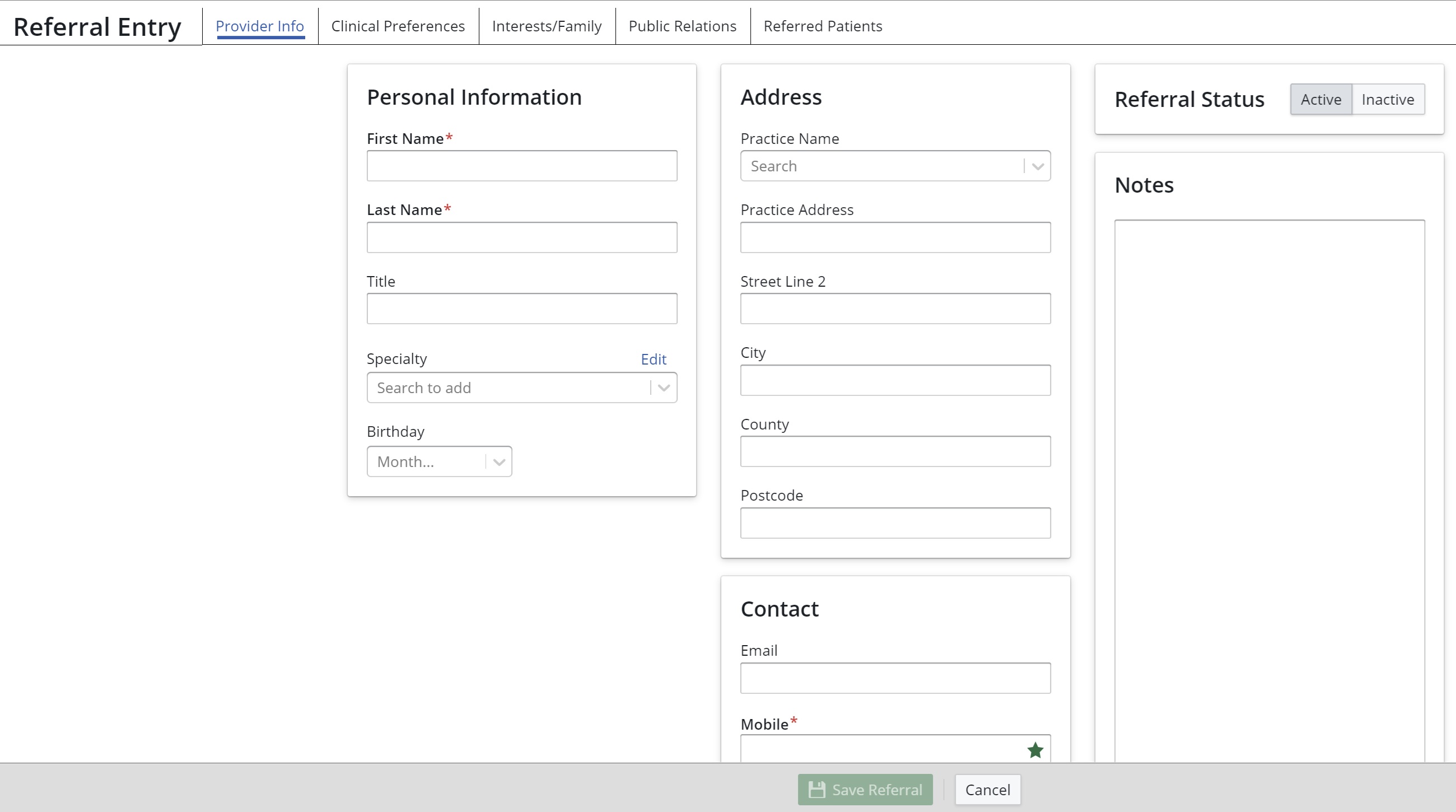 Managing Referral Sources