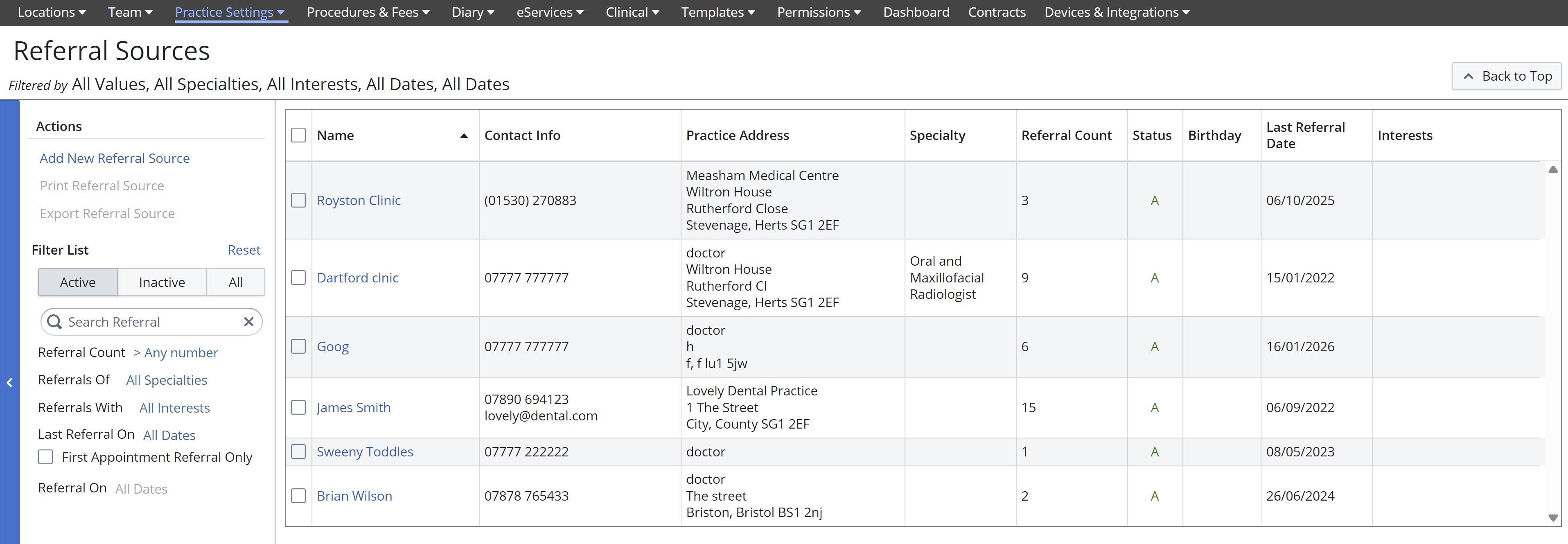 Referral Source Code Managing Referral Sources