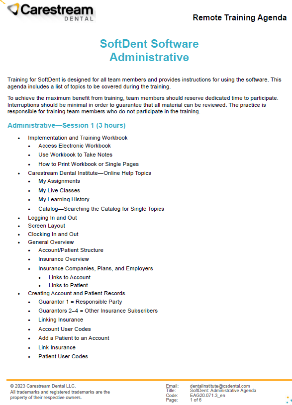 SoftDent Initial Training Workbook