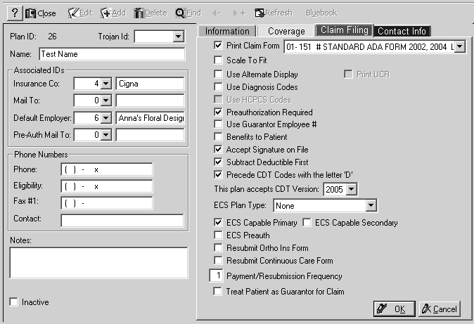File A Claim Tab Adding Insurance Plans